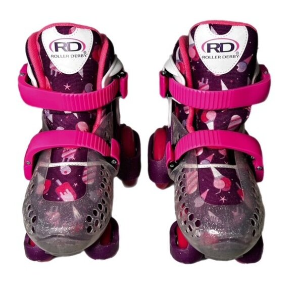 Roller Derby Girl's 4 Wheel Roller Skates Pink and Purple Adjustable Size 11-2 - Picture 3 of 7